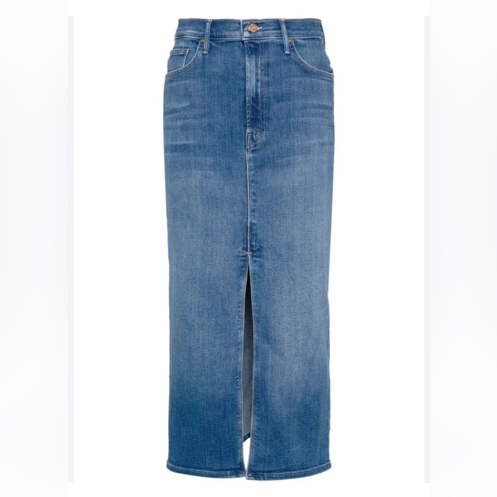 NWT Mother Pencil Pusher Stretch Denim Midi Skirt Size 27